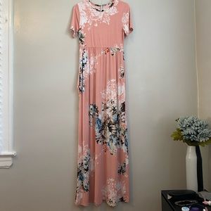 Pink floral maxi dress